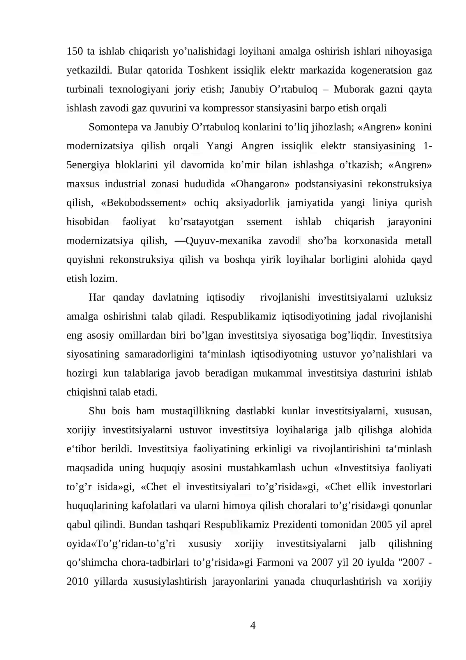 O’ZBEKISTON RESPUBLIKASI INVESTITSIYA SIYOSATI 4