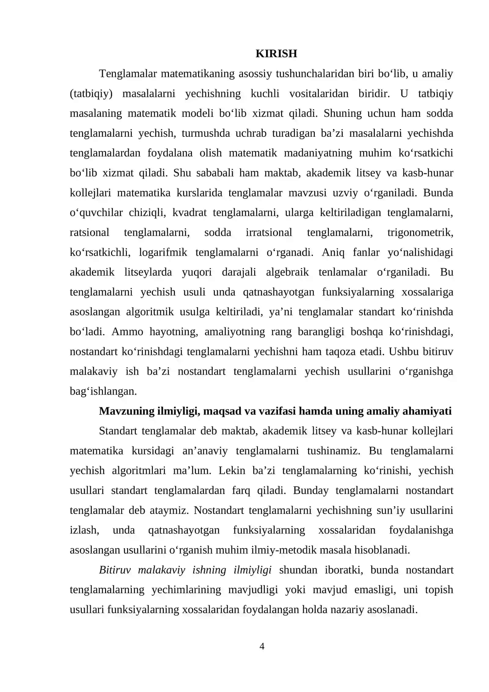 Nostandart tenglamalarni yechishning ba`zi usullari 4