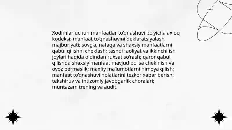 Manfaatlar to’qnashuvini oldini olish 4