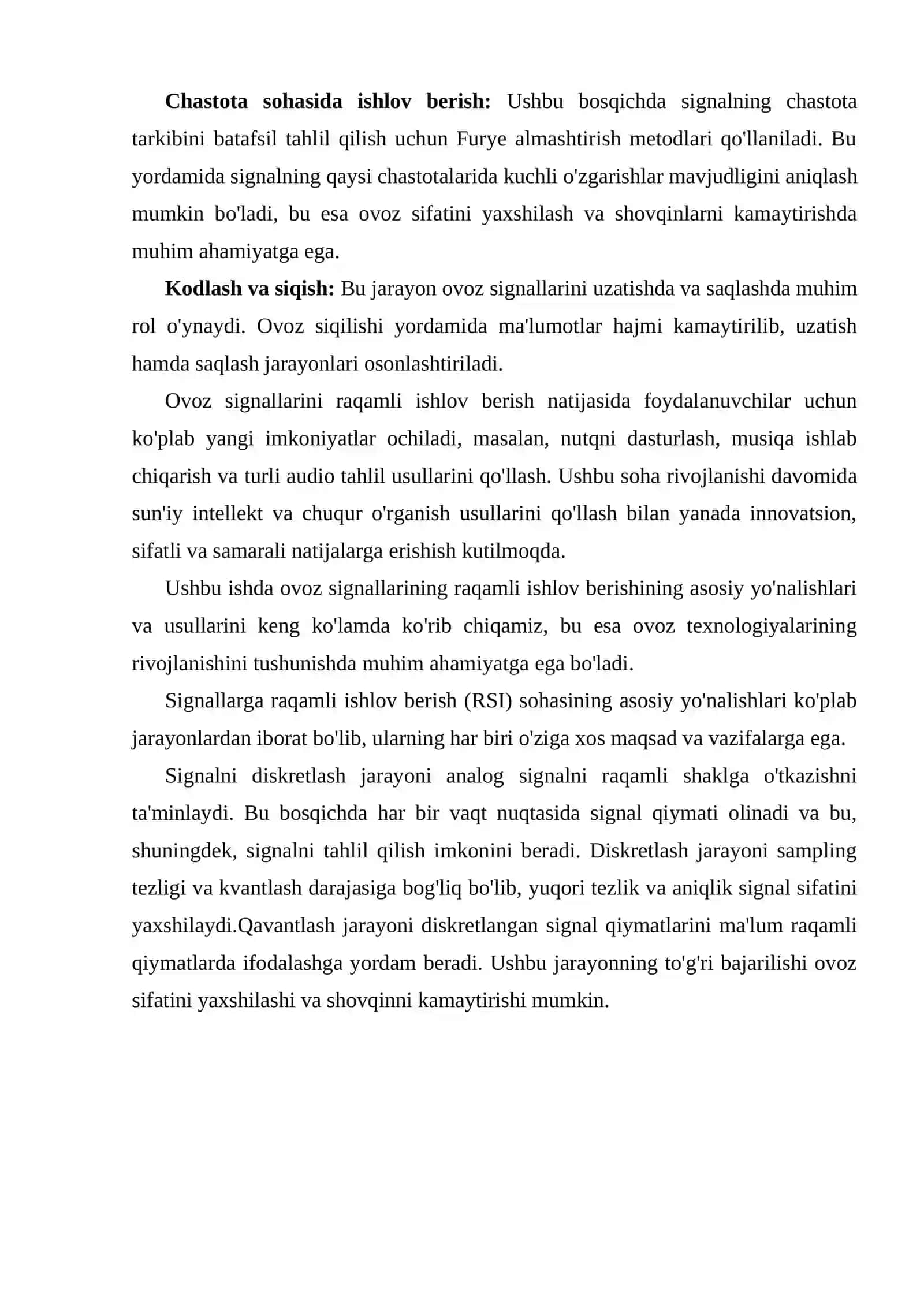 Ovoz signallarini diskretlash va kvantlash usullari hamda algoritmlari 4
