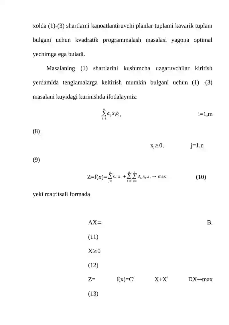 Kvadratik programmalashtirish va ularni yachish usullari 4