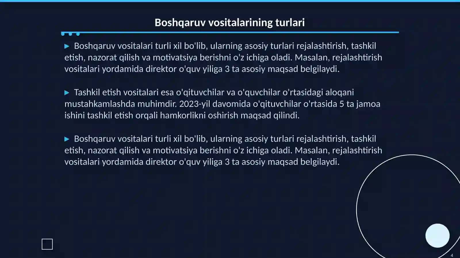 Maktab direktori faoliyatiga doir boshqaruv vositalar 4