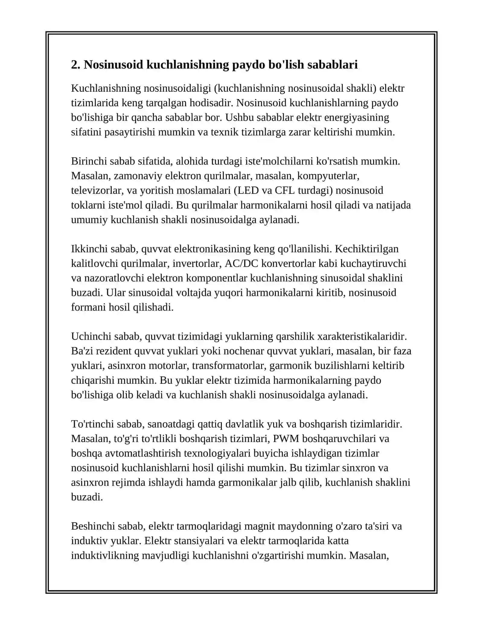 KUCHLANISHNING NOSINUSOIDALIGI 4