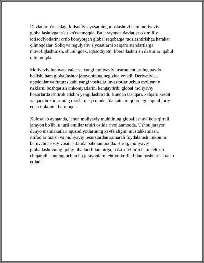 JAHON MOLIYAVIY MUHITINING GLOBALLASHUVI 4