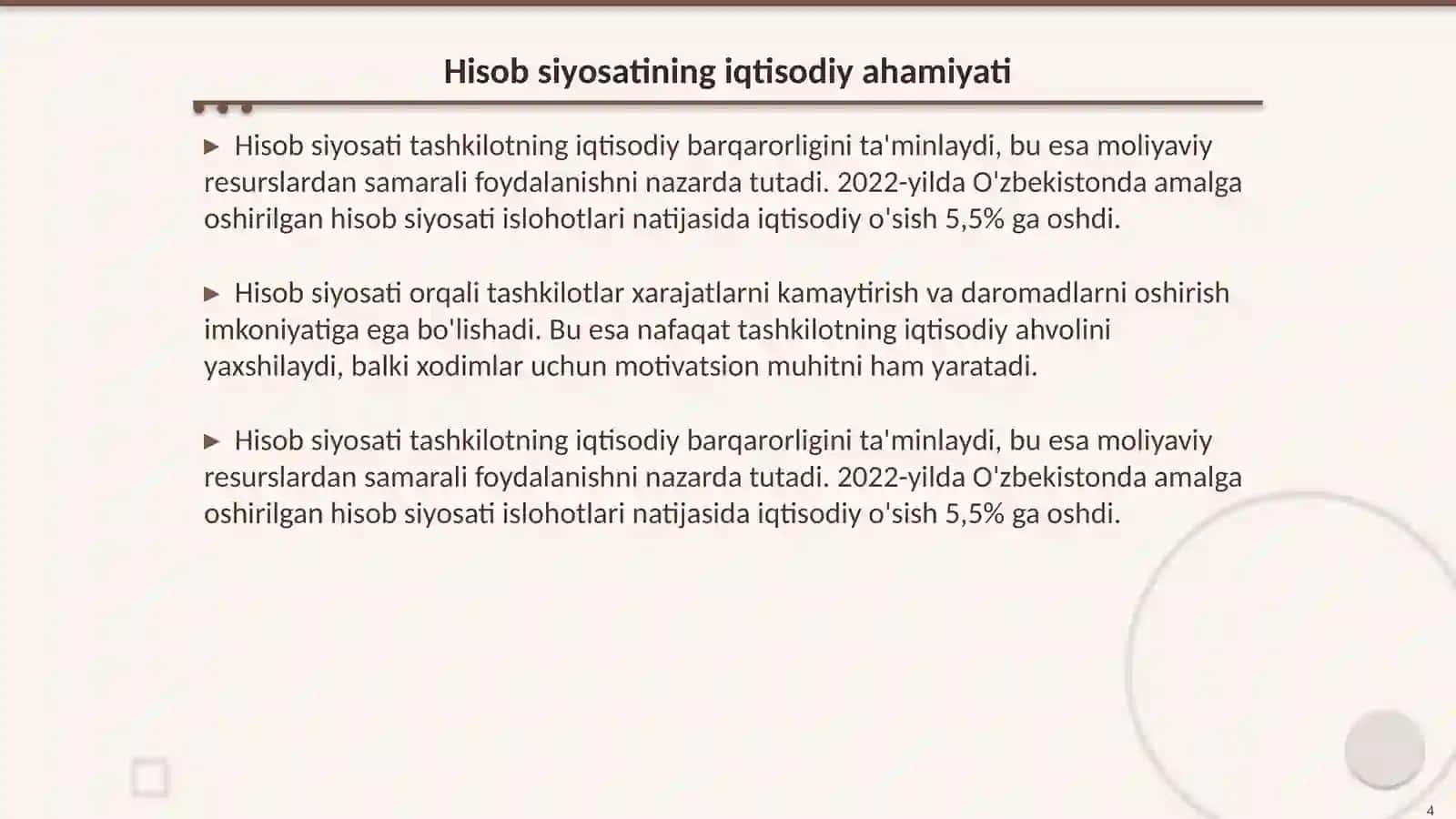 Hisob siyosatining motivation mazmuni va ahamiyati 4