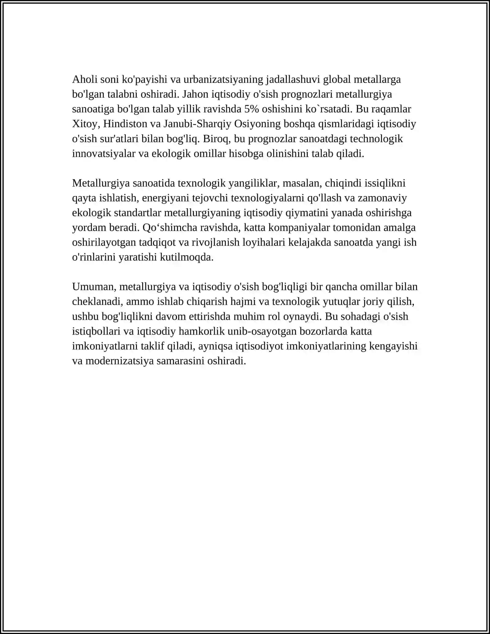 METALLURGIYA ISHLAB CHIQARISHI JAMIYAT TARAQQIYOTIDA TUB BURILISHNING MUHIM OMIL SIFATIDA 4