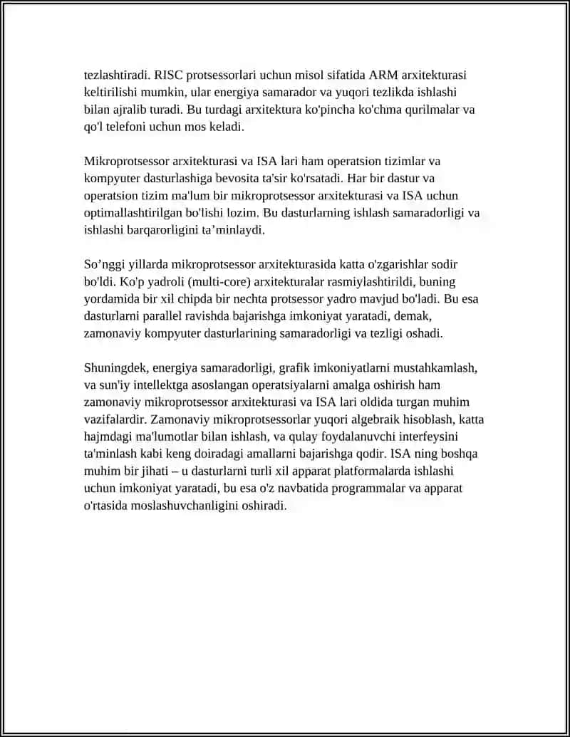 ZAMONAVIY MIKROPROTSESSORLAR TOʻGʻRISIDA UMUMIY TUSHUNCHALAR 4