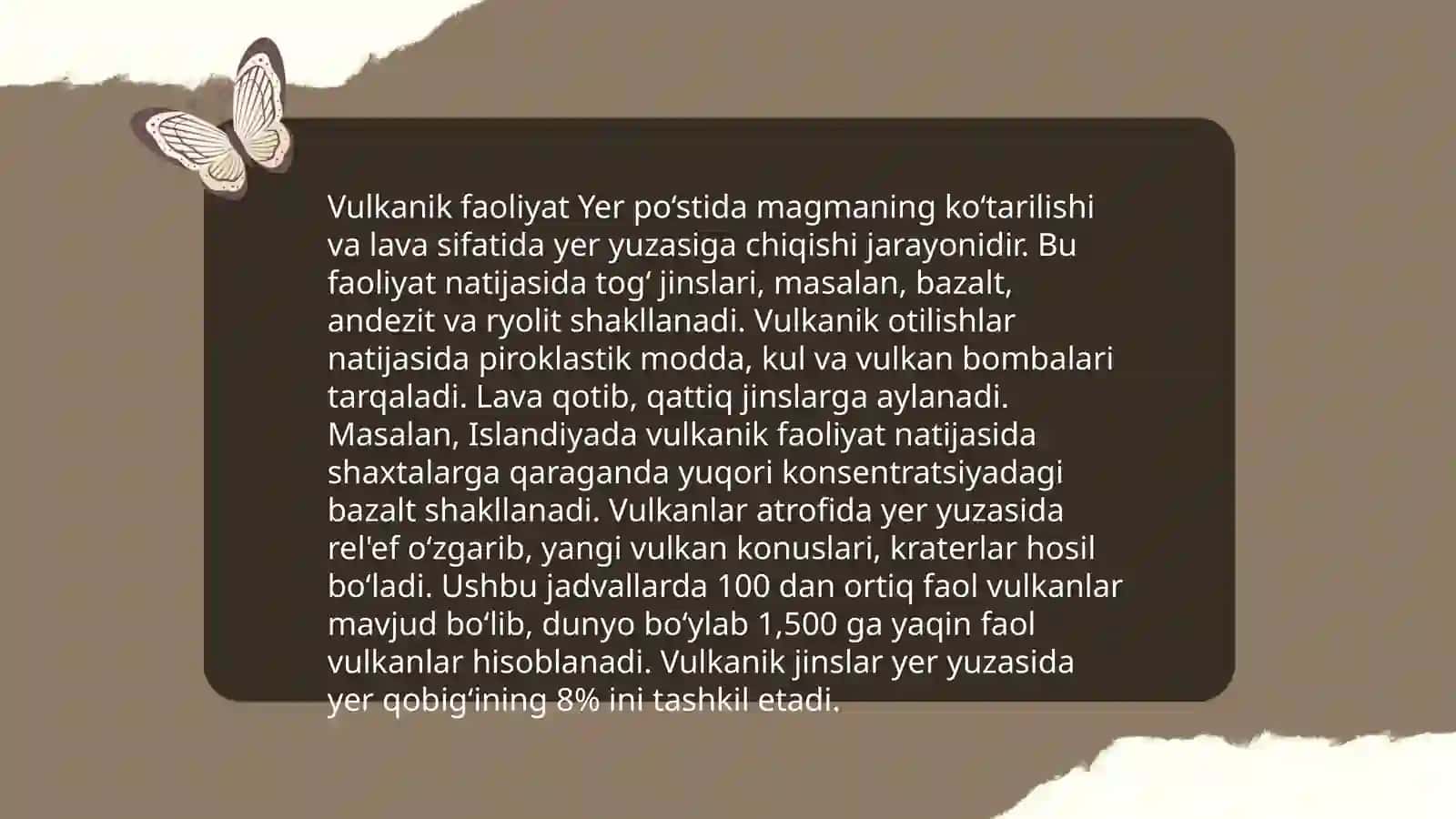 Vulkanogen jinslar genezisi, geografiyasi, tarkibi 4