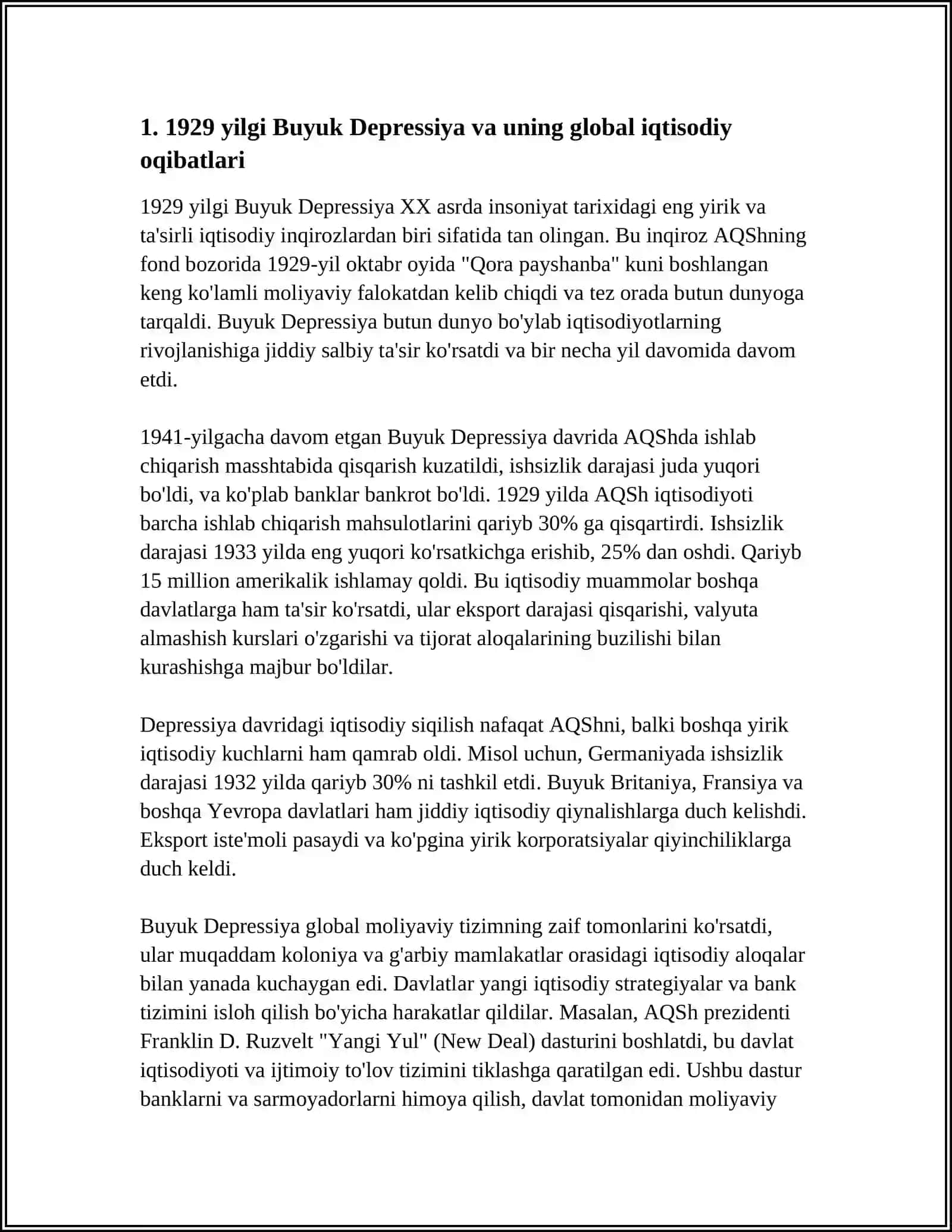 JAHON IQTISODIYOTI RIVOJLANISHIDAGI YIRIK IQTISODIY VA MOLIYAVIY INQIROZLAR 4