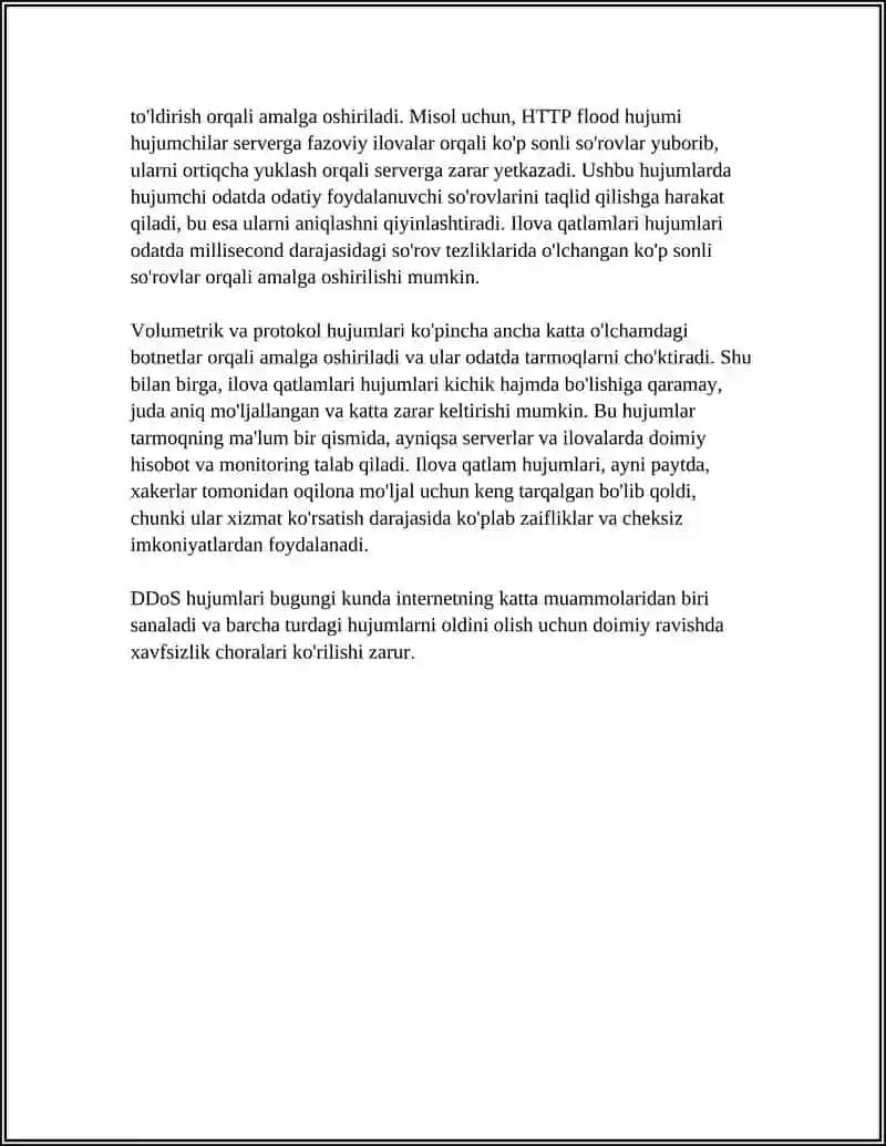 DDOS HUJUMLARI VA ULARDAN HIMOYALANISH USULLARI 4