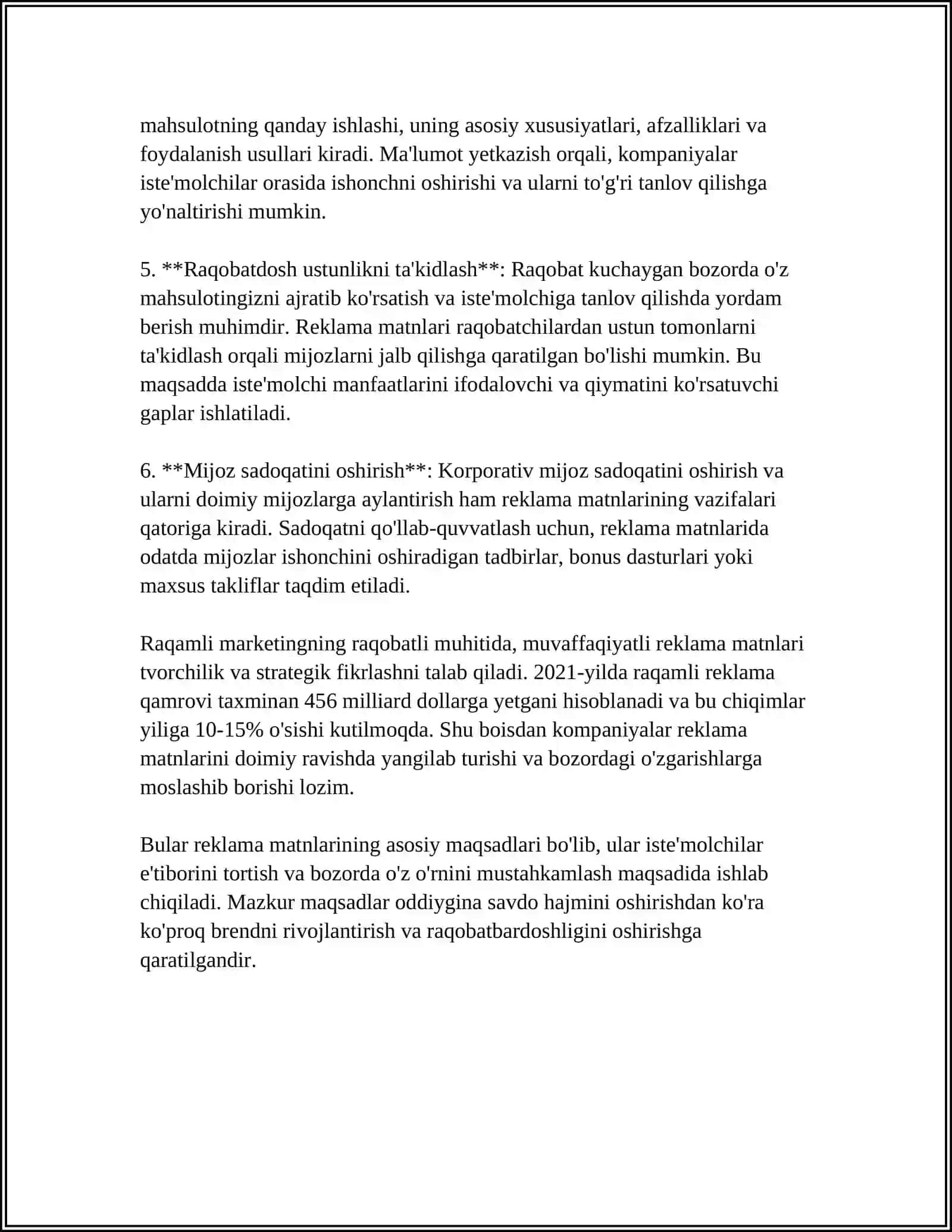 REKLAMA MATNLARI 4