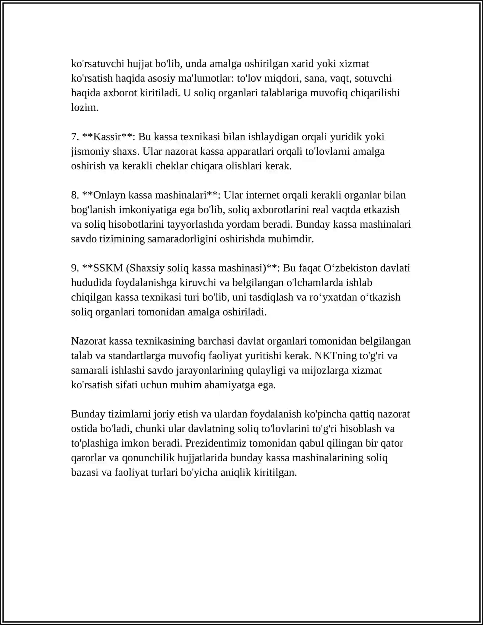NAZORAT KASSA TEXNIKASI VA TERMINALLAR FANINING MOHIYATI 4