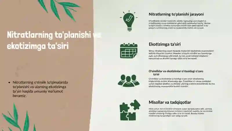 Nitratlarning simlik to'qimalarida roli va ta'siri 4