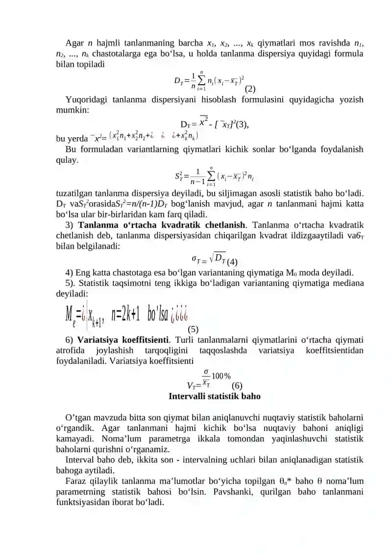 Matematik statistika elementlariga doir misollar yechish. 4