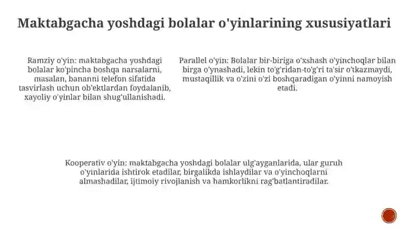 O'Yin Maktabgacha Yoshdagi Bolaning Yetakchi Faoliyati 4