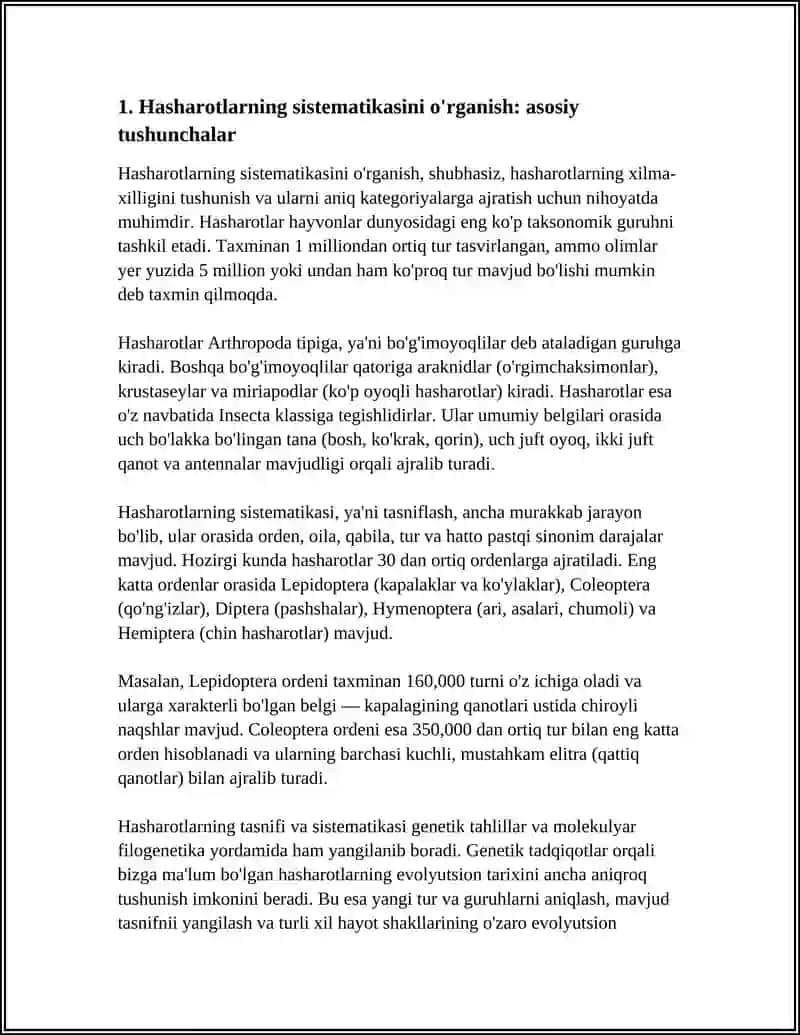HASHAROTLARNIG SISTEMATIKASINI ORGANISH 4