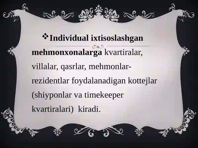 Individual ixtisoslashgan mehmonxonalar 4