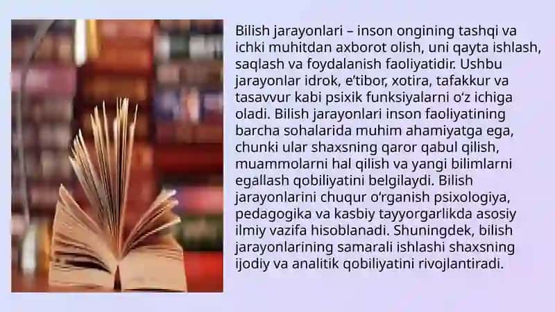 Bilish jarayonlari va ularni boshqarish 4