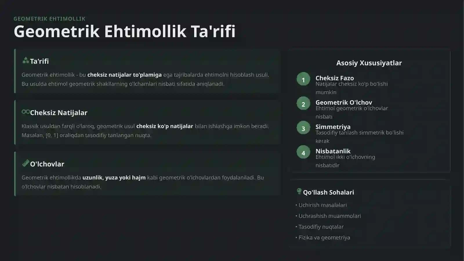 Geometrik Ehtimollik va Ehtimollik Teoremalari 4