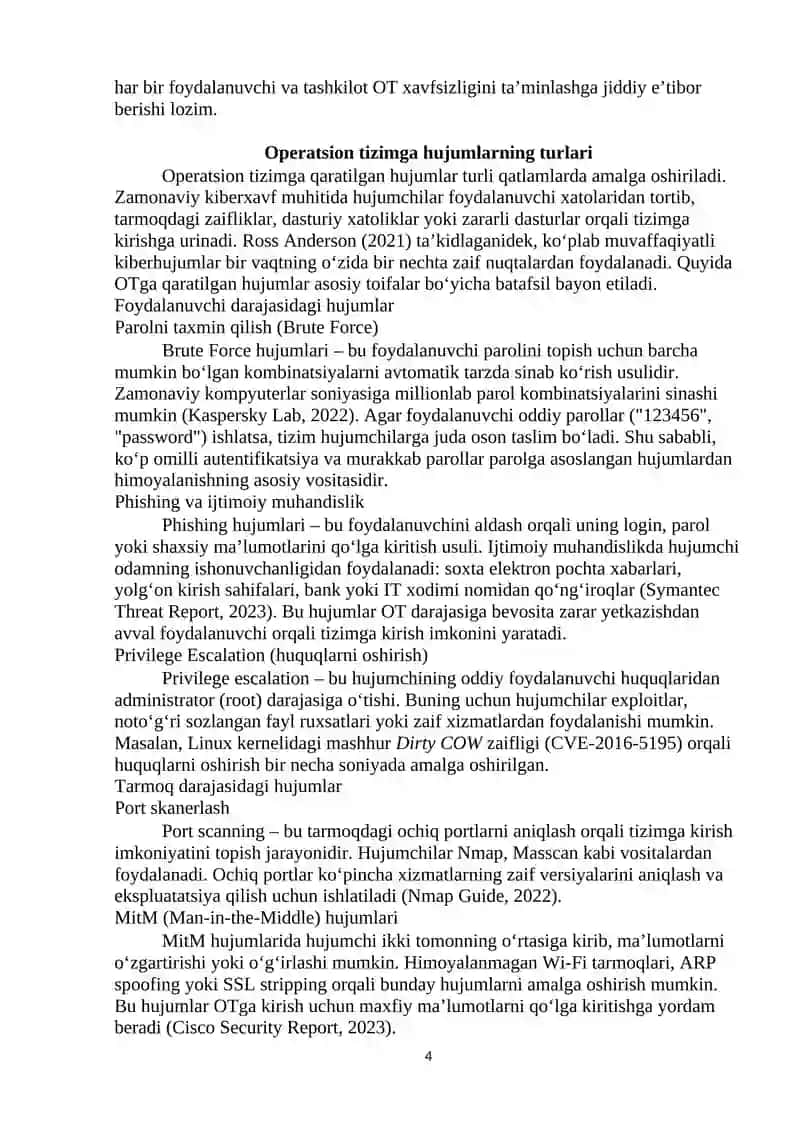 Operatsion tizimga bо'ladigan hujumlar 4