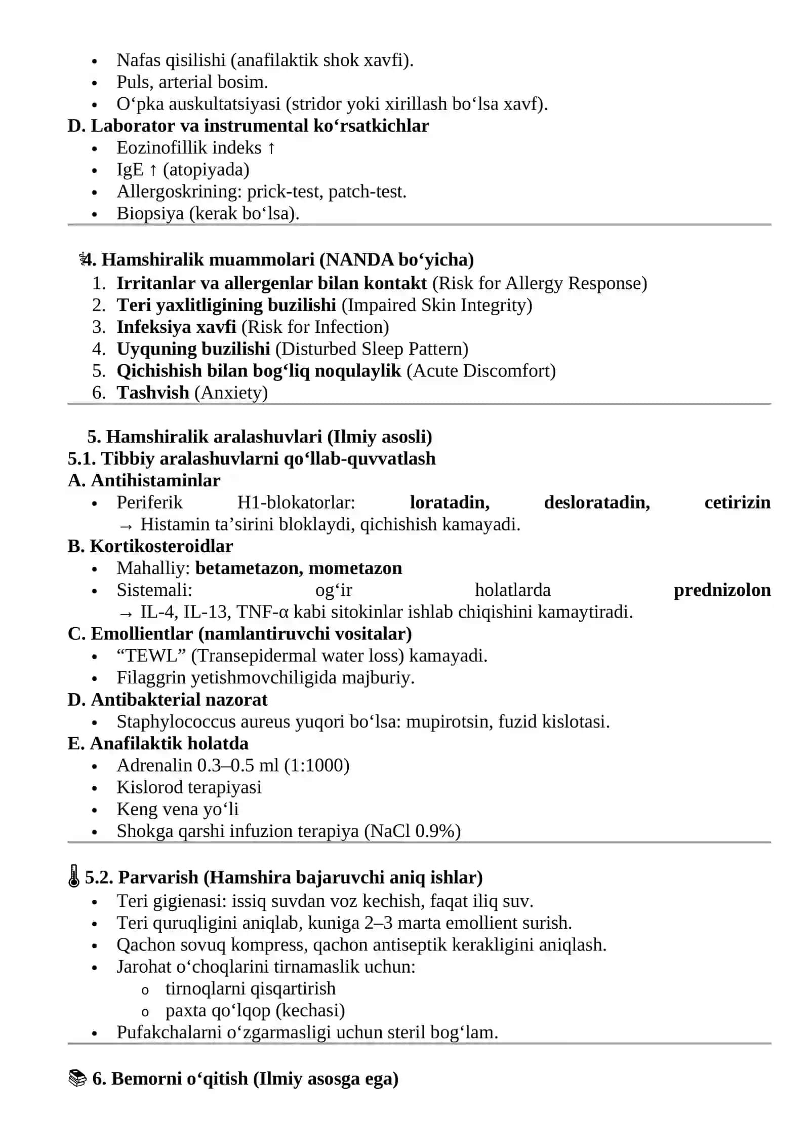 Allergik kasalliklarida hamshiralik ishi 4