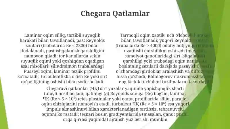 Laminar va turbulent oqimlar 4