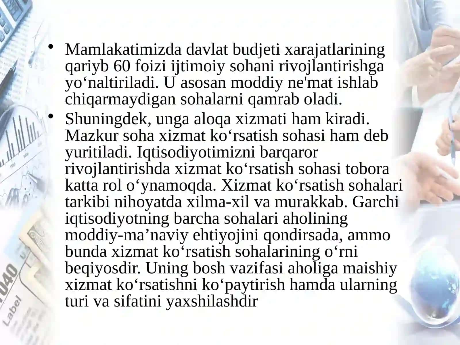 Aholiga xizmat ko'rsatish sohalari geografiyasi 4