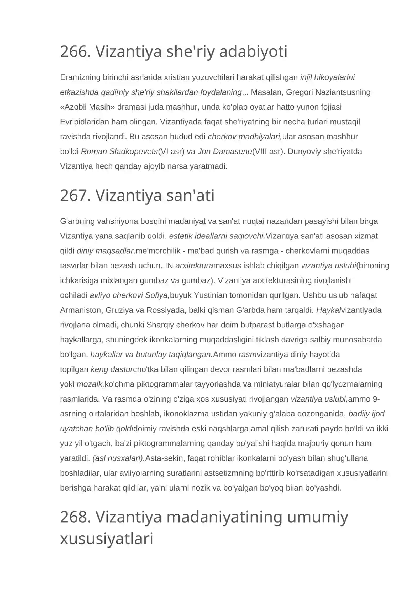 Vizantiya madaniyati. Vizantiya imperiyasining madaniyati 4