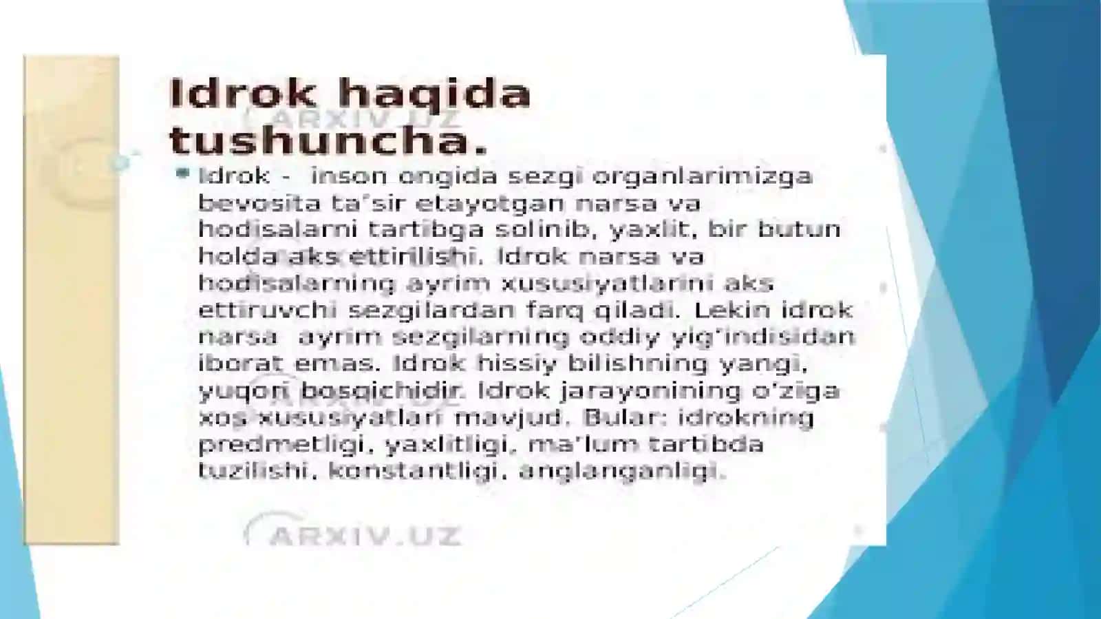 Idrok haqida tushuncha va uning xususiyatlari 4