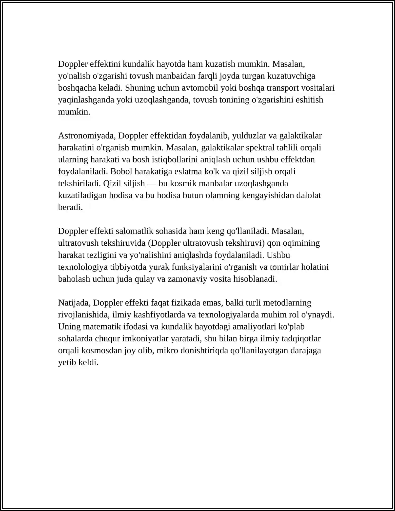 DOPLER EFFEKTI VA UNING QOʻLLANILISHI 4