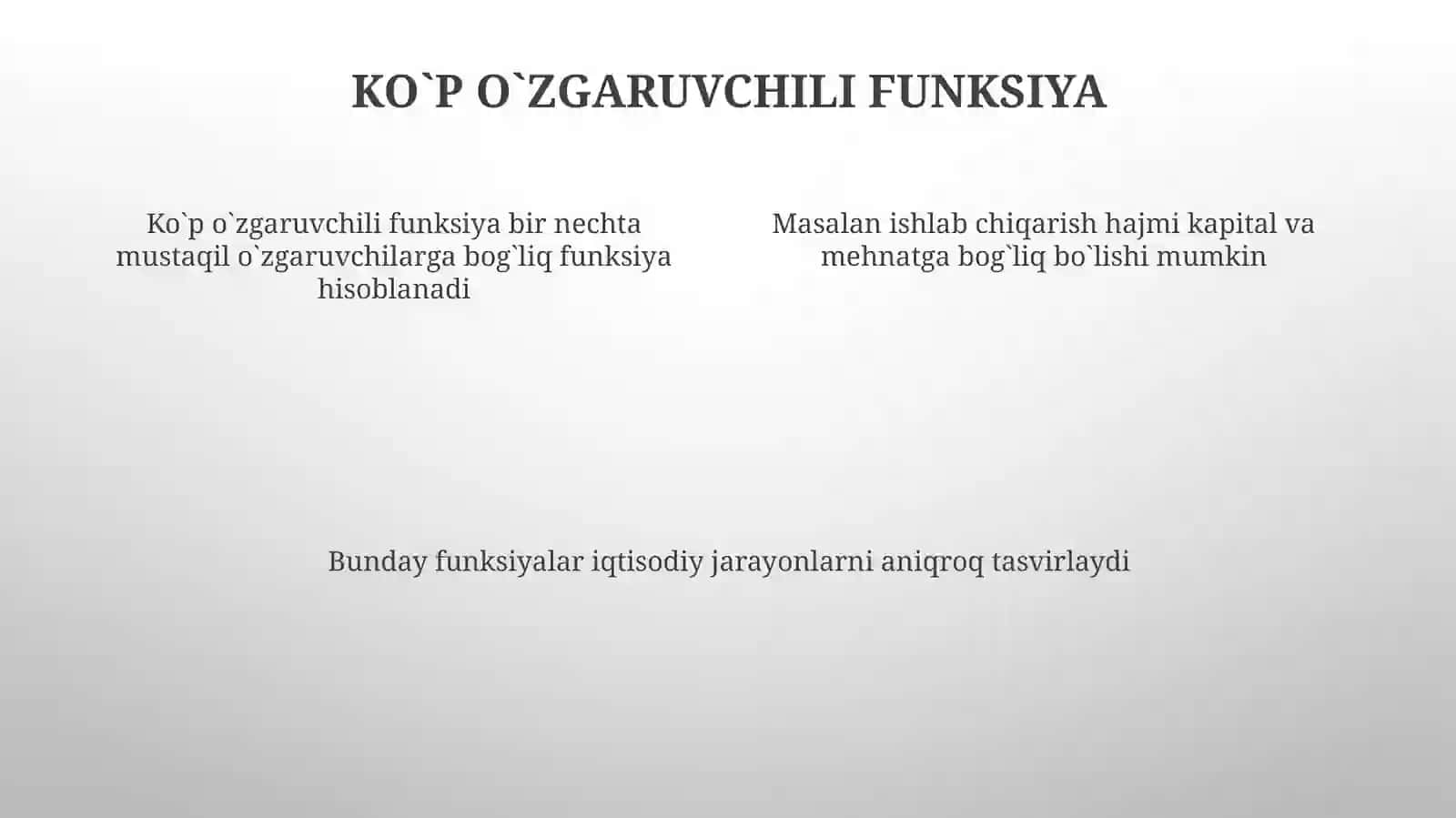 Ko`p o`zgaruvchili funksiyalar 4