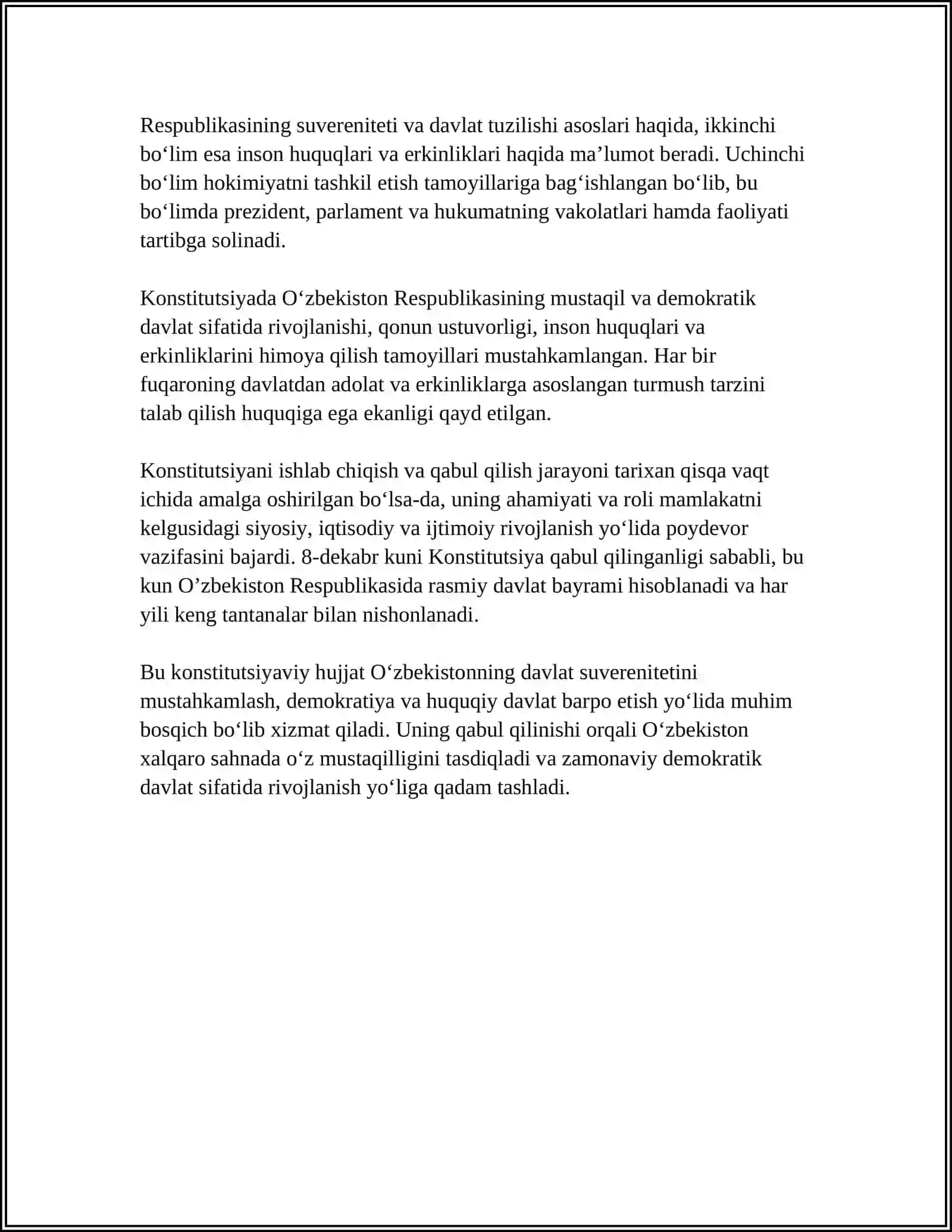 Oʻzbekiston Respublikasi Konstitutsiyasining Yaratilishi va Takomillashi 4