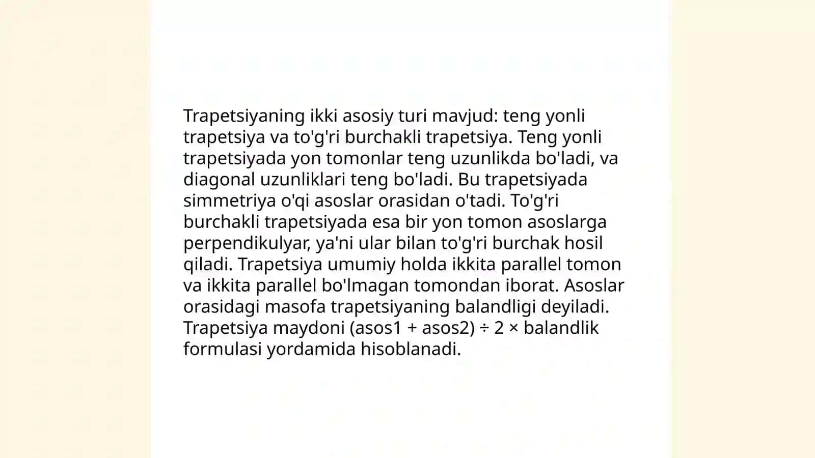 Trapetsiya haqida umumiy malumot 4