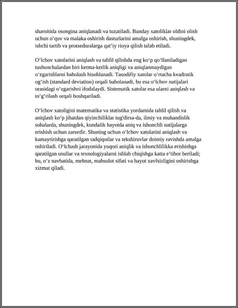 OʻLCHOV XATOLIKLARNING SINFI VA TURLARI 4
