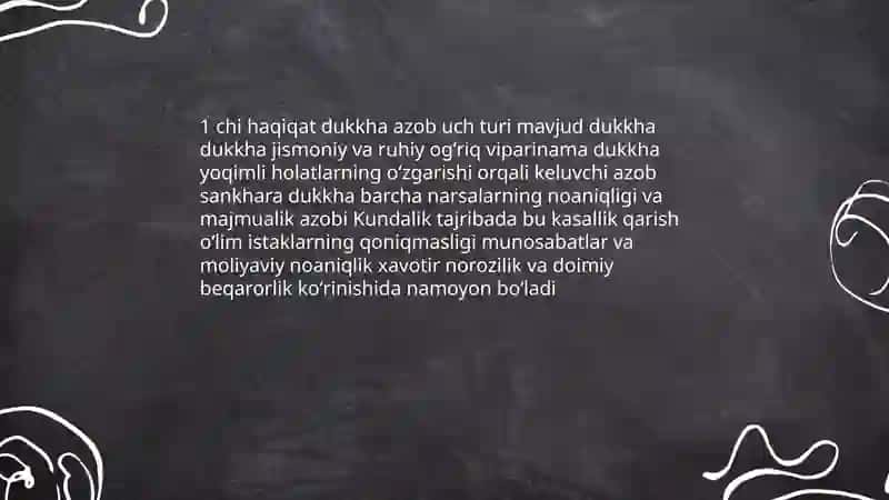 Buddizm ta'limotida- toʻrt oliy haqiqat, nirvana haqidagi qarashlar 4