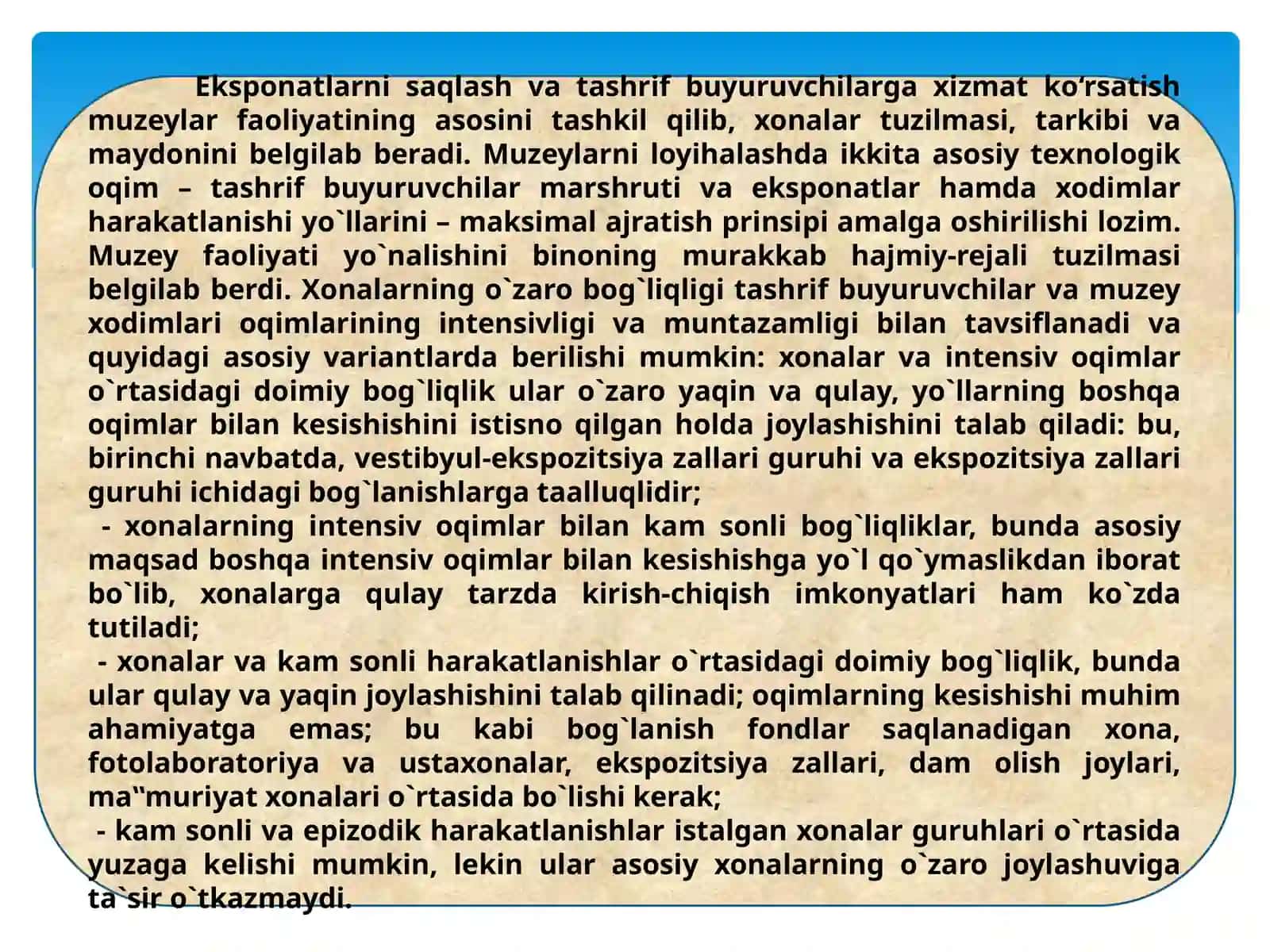 MUZEYLARNI LOYIHALASH 4