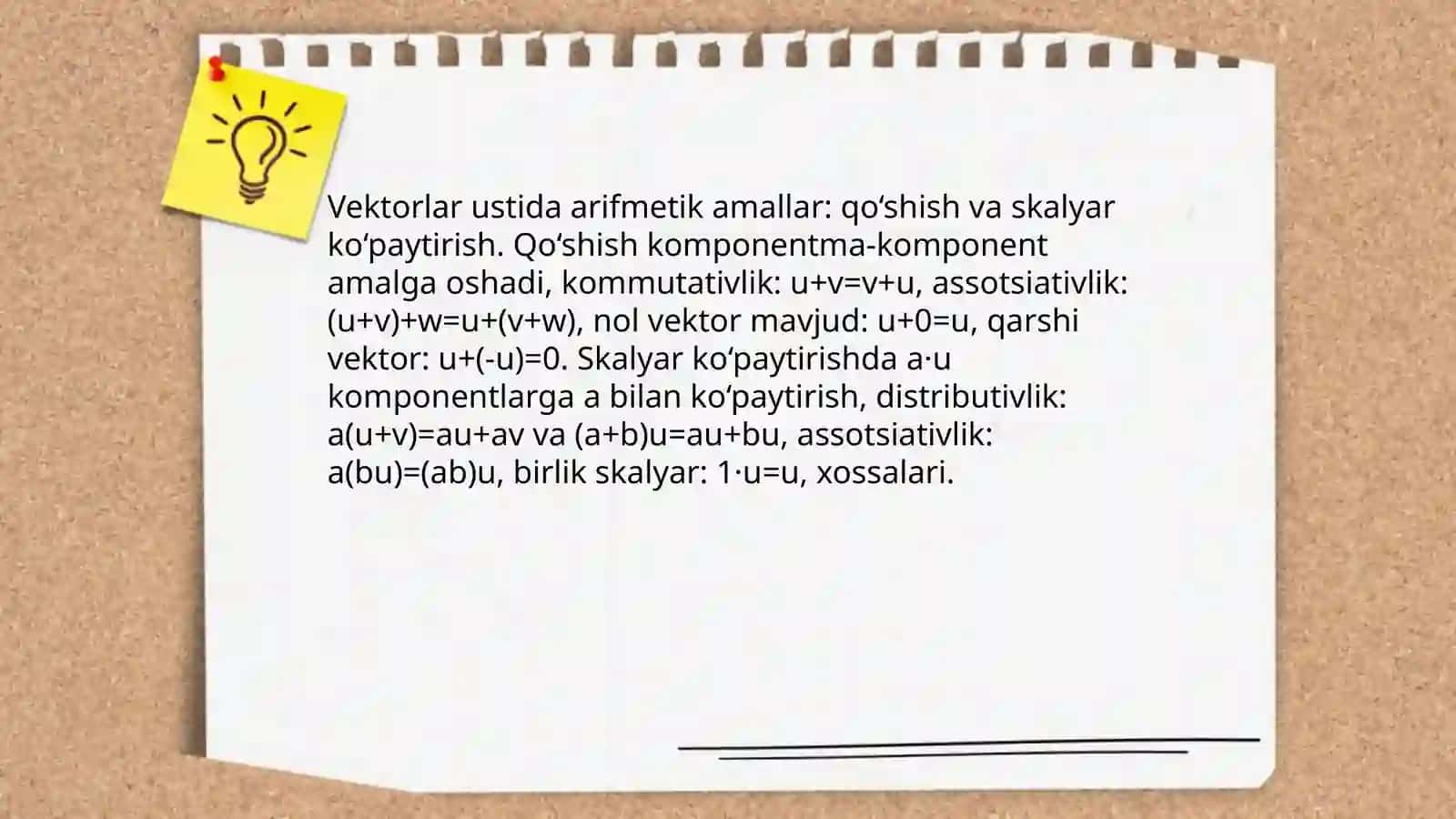 Arifmetik vektor fazo va unga misollar 4