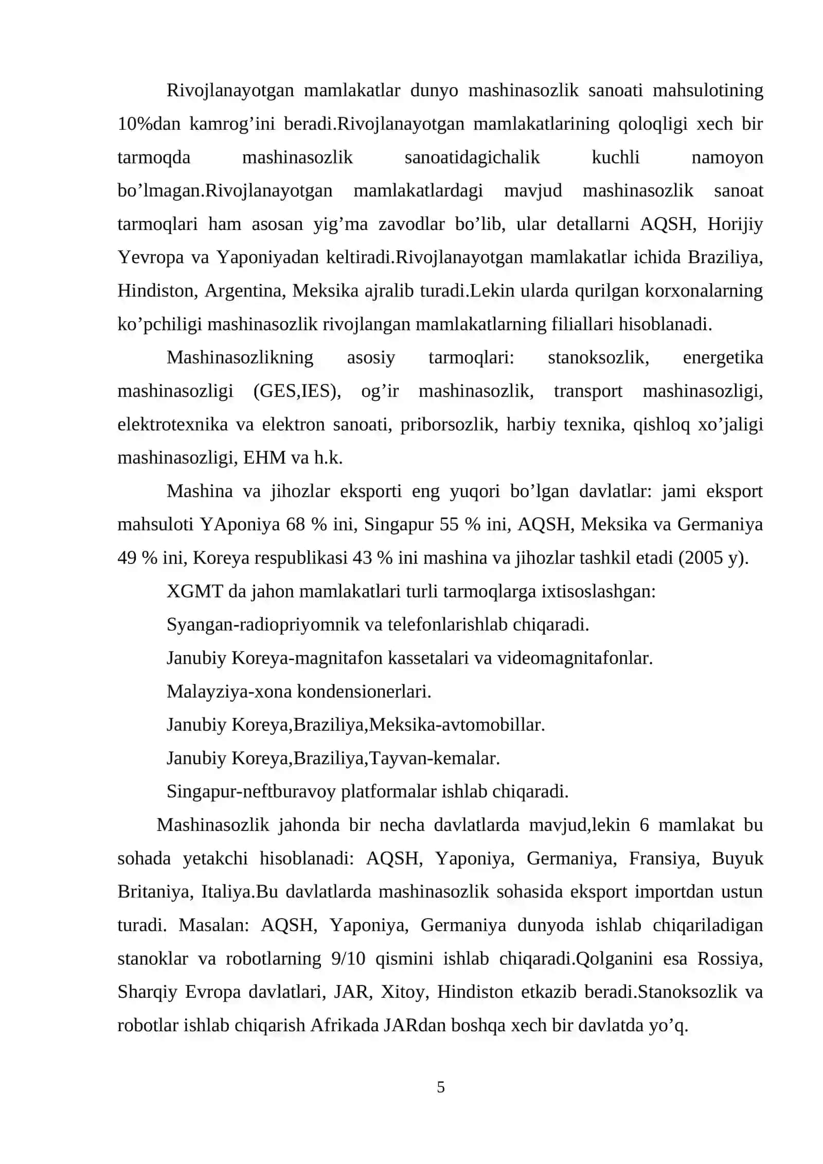 Sanoat, avtomobilsozlik sohasining rivojlanishi 4