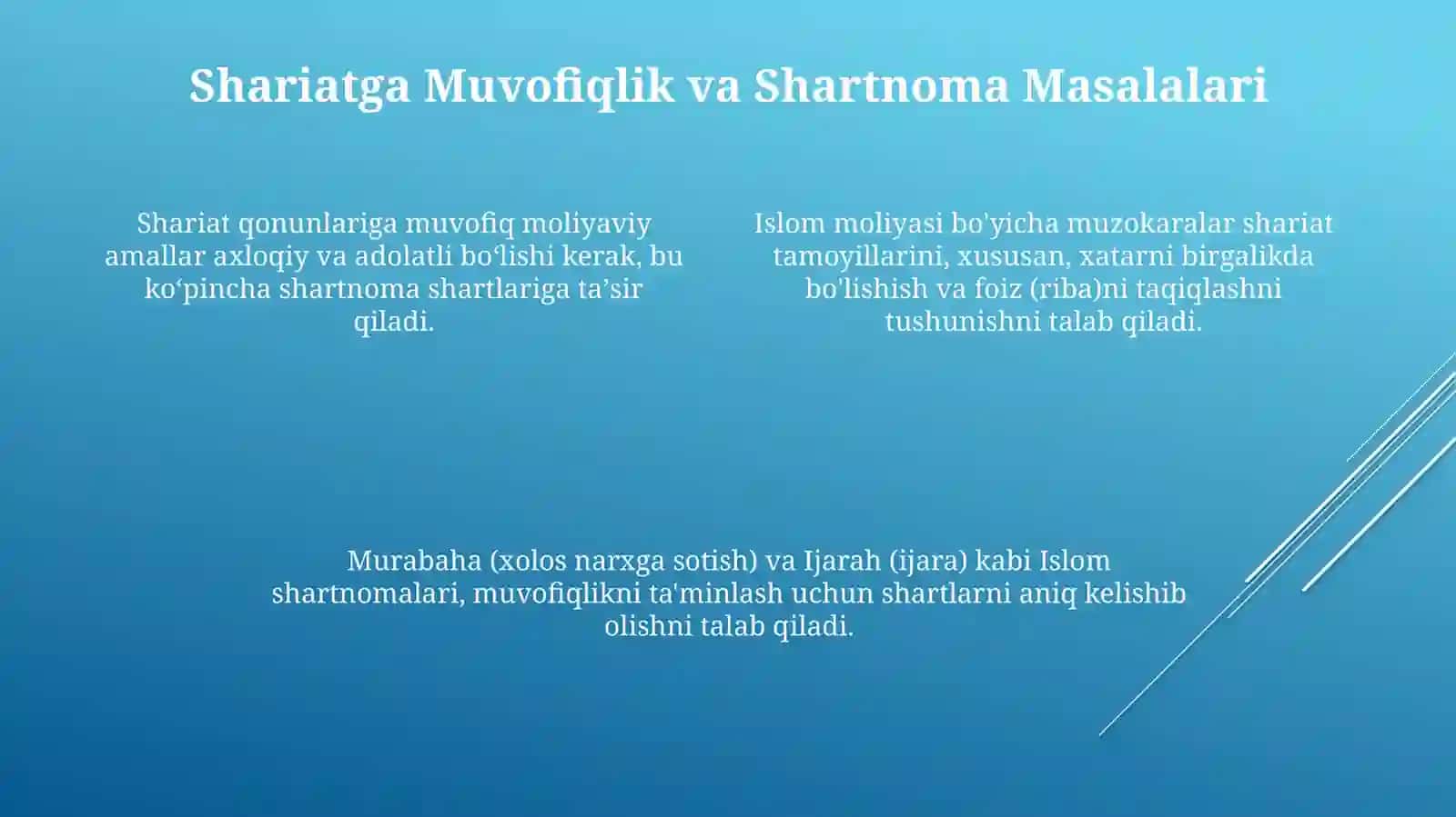 Ислом молияси даъвоси масалалари 4
