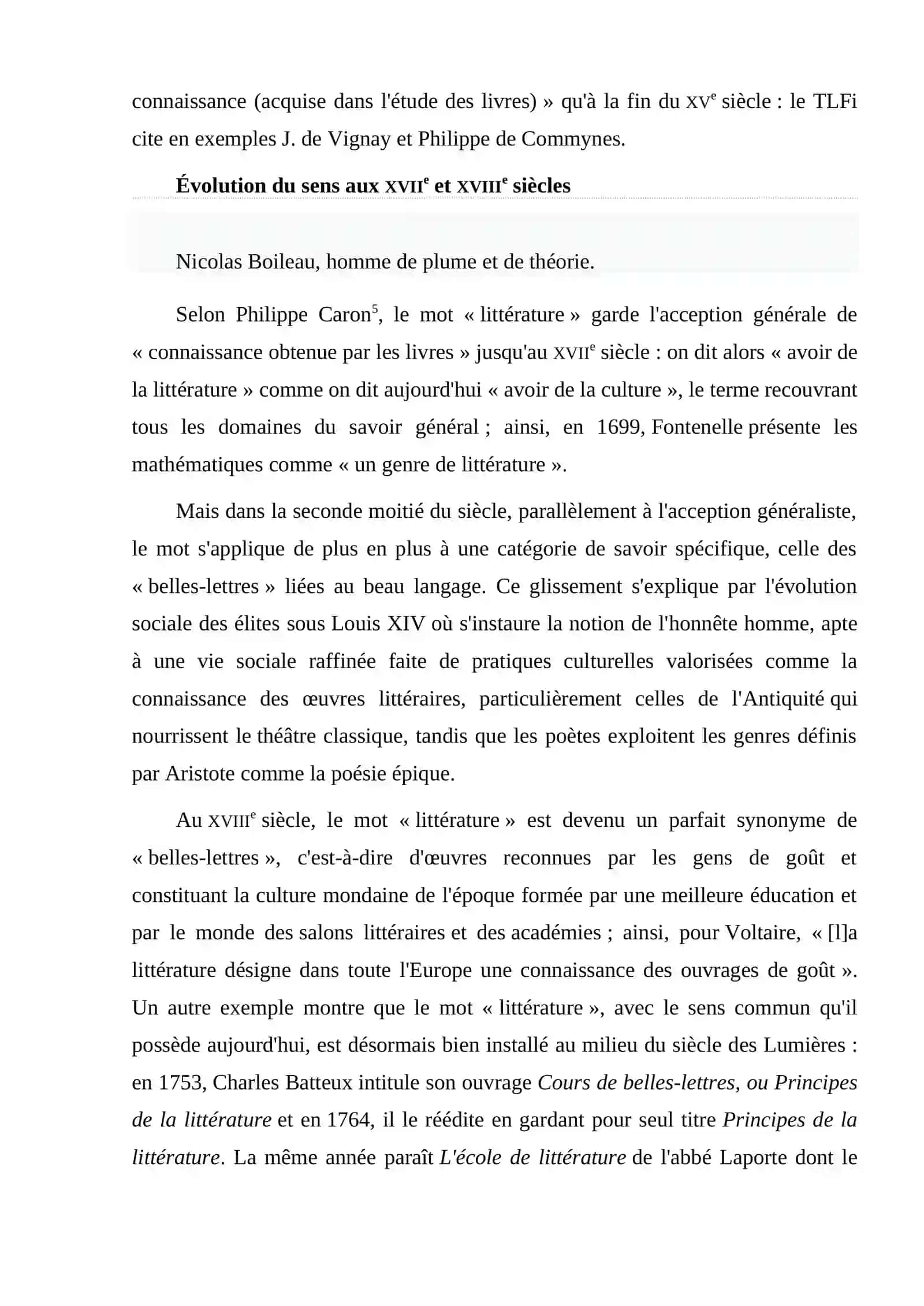 La place de la littérature de Renaissance de la littérature française 4