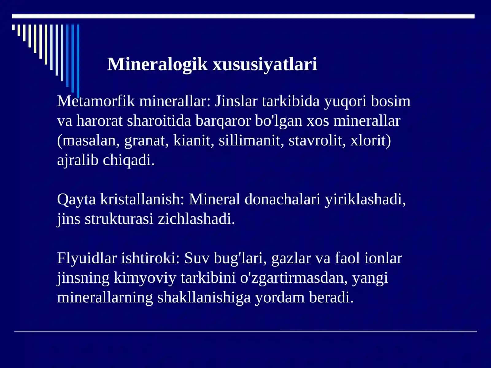 Metamorfik jinslarning mineralogik xususiyatlari va turlari 4