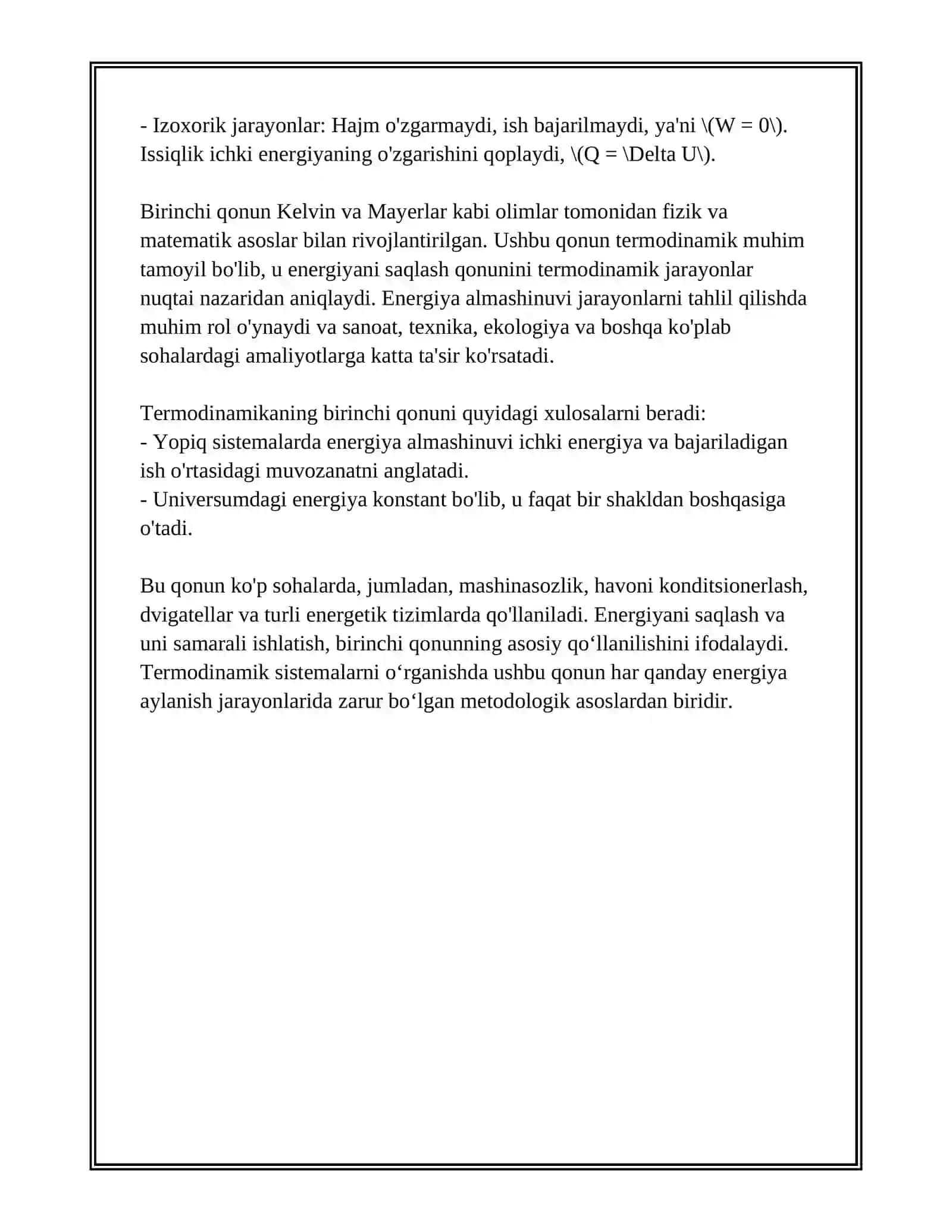 TERMODINAMIKANING BIRINCHI QONUNI 4