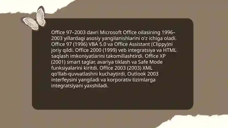 MS Office paketi versiyalari, tarkibi va ularning vazifalari 4