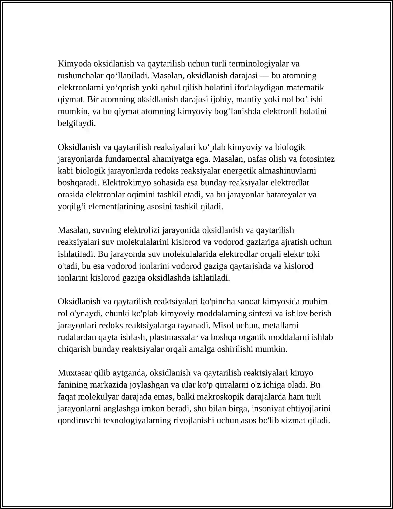OKSIDLANISH VA QAYTARILISH REAKSIYALARI 4