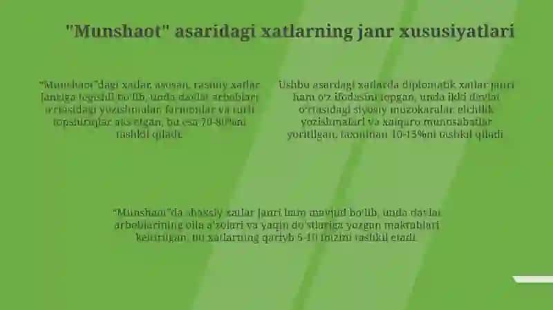 "Munshaot" asaridagi xatlarning tematik va janriy tasnifi 4
