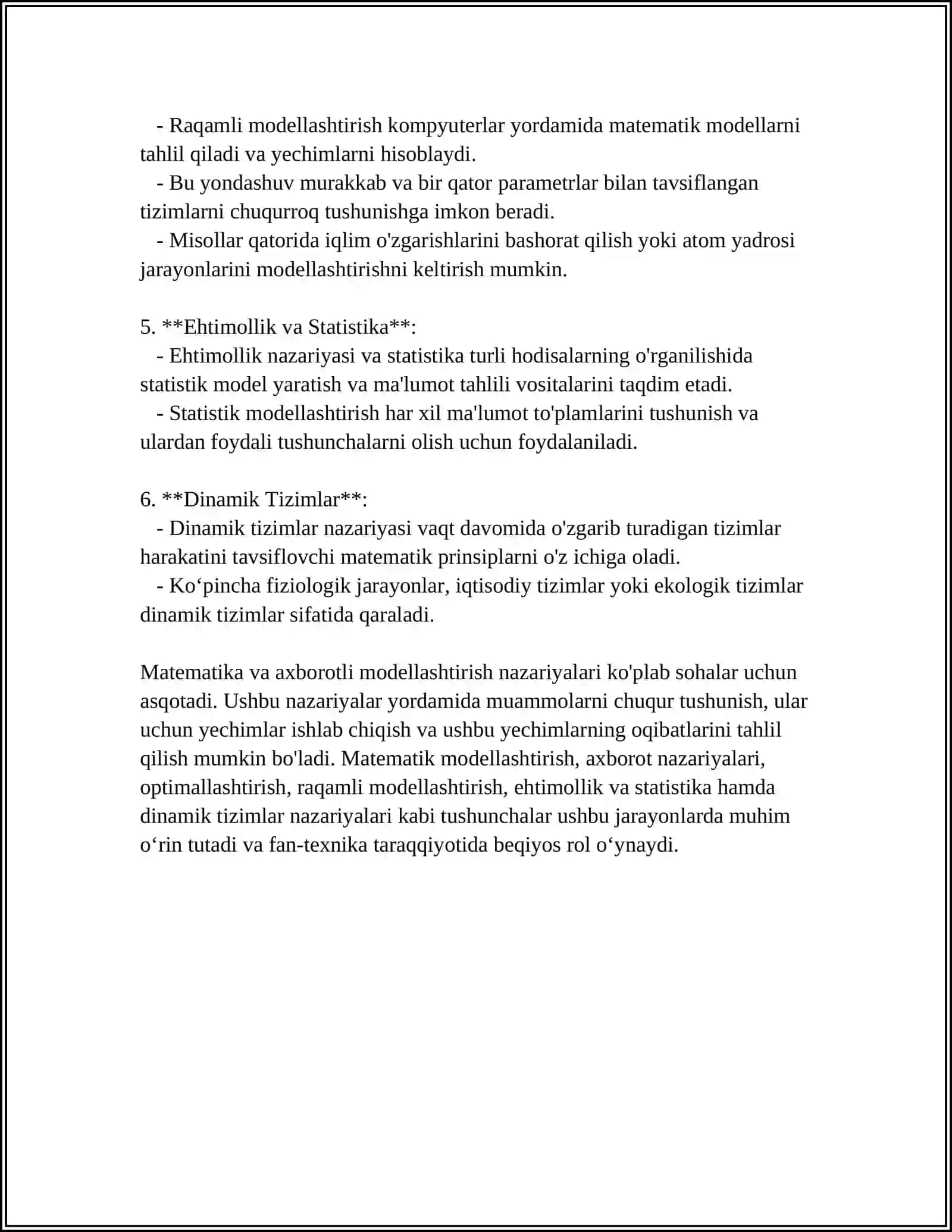 MATEMATIK VA AXBOROTLI MODELLASH 4