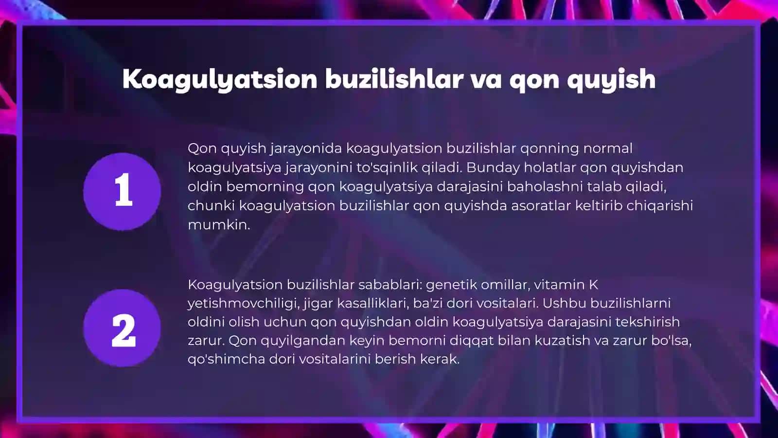 Qon quyganda koagulyatsion buzilishlar 4