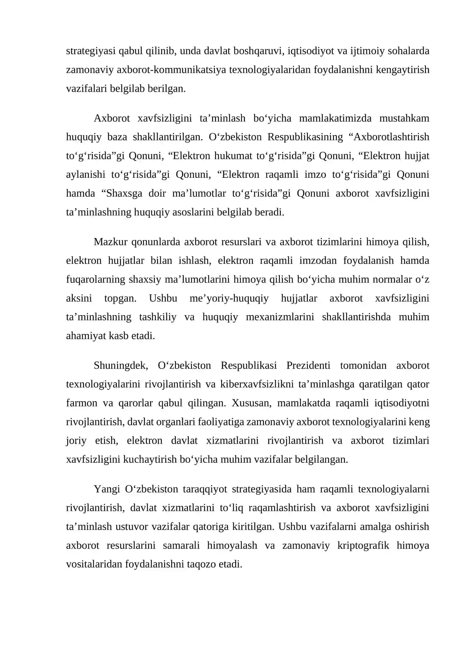 Axborot xavfsizligining zamonaviy konsepsiyasi va axborotni kriptografik himoyalash 4