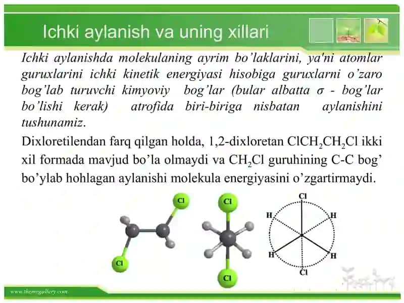 Ichki molekulyar aylanish va konformatsiyalar 4