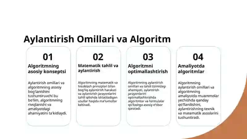BURILISH OMILLARI BILAN ALGORITM. 4